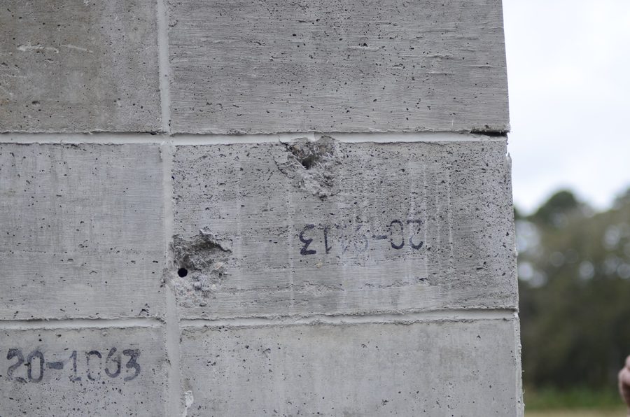Impact craters in an Amidon Shield wall, the wall remaining intact